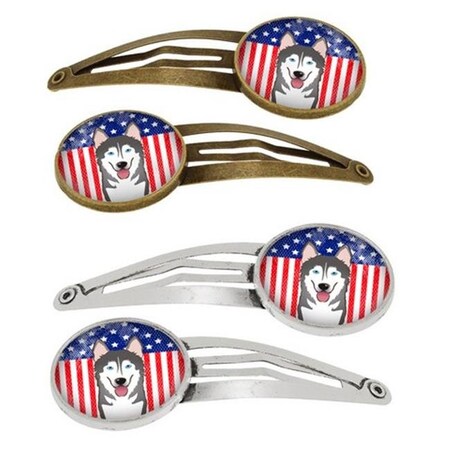 Carolines Treasures Carolines Treasures BB2148HCS4 American Flag & Alaskan Malamute Barrettes Hair Clips; Set of 4 BB2148HCS4